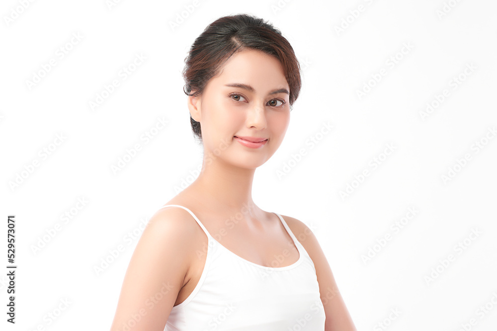 Beautiful young asian woman with clean fresh skin on white background, Face care, Facial treatment, Cosmetology, beauty and spa, Asian women portrait. Beautiful young asian woman with clean fresh skin on white background, Face care, Facial treatment, Cosmetology, beauty and spa, Asian women portrait.