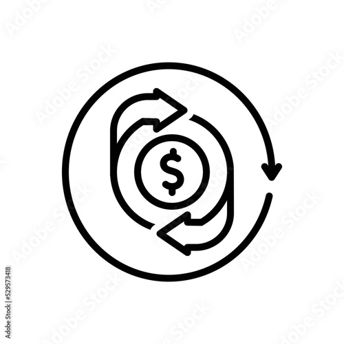 Black line icon for refund