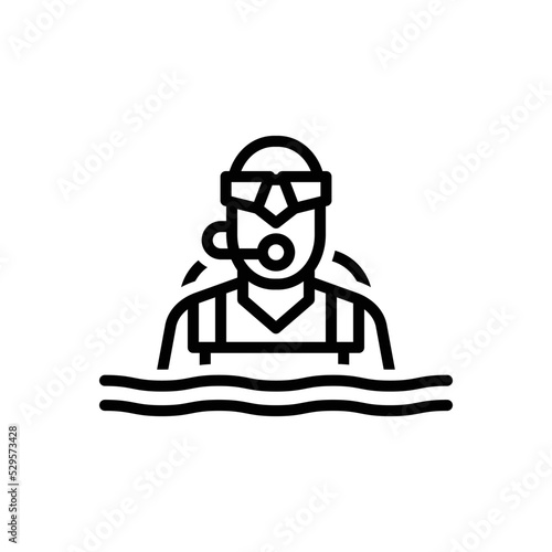 Black line icon for scuba