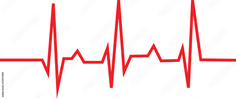 Heart pulse - curved red line on white background, medical tests Heart ...