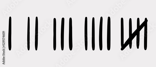 Doodle sketch style of Hand drawn Count bar cartoon vector illustration. Count the days counted in slashes on the walls of a prison or deserted island .
