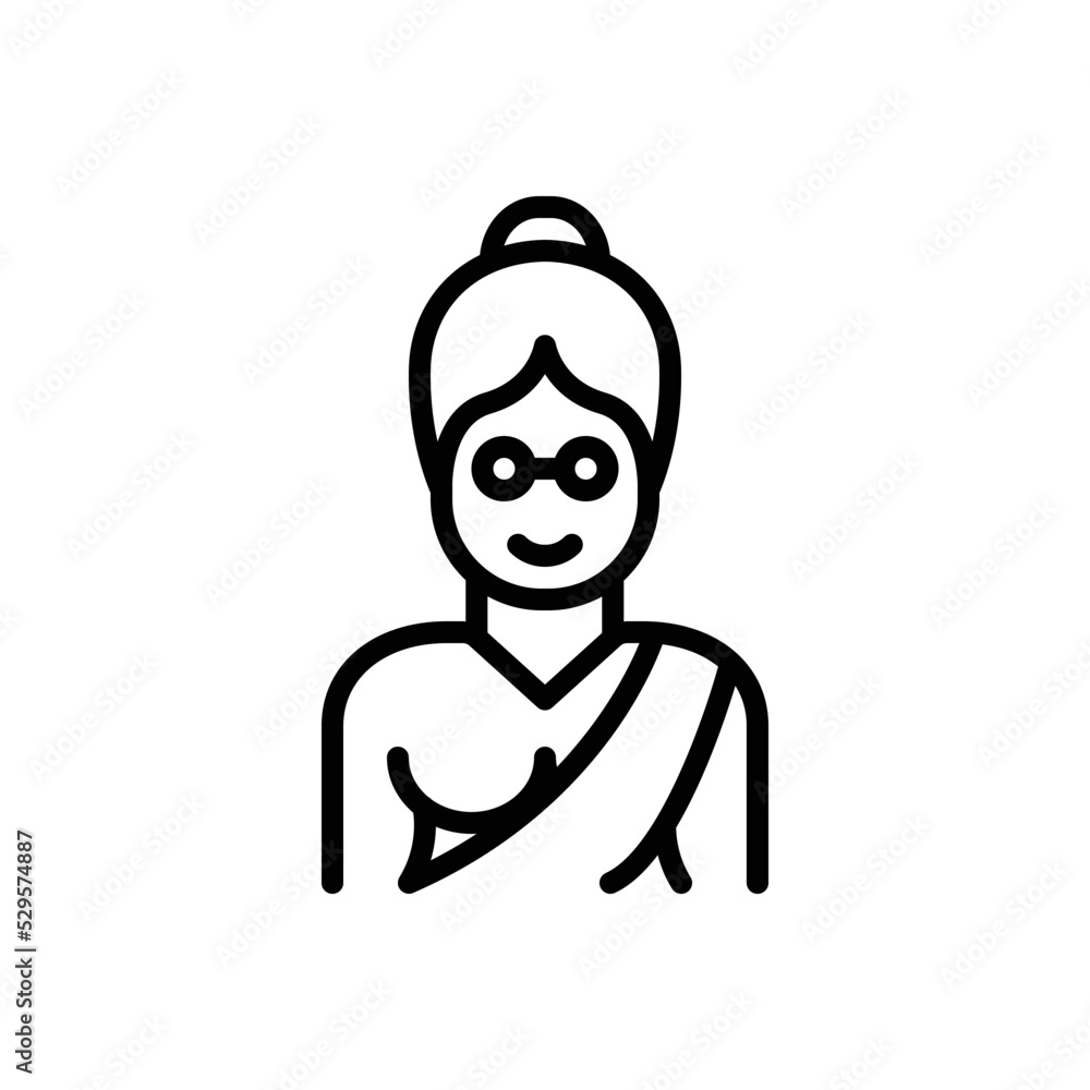Black line icon for elder Black line icon for elder