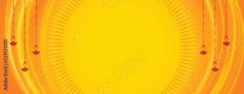 diwali modern web wide banner in yellow background vector illustration