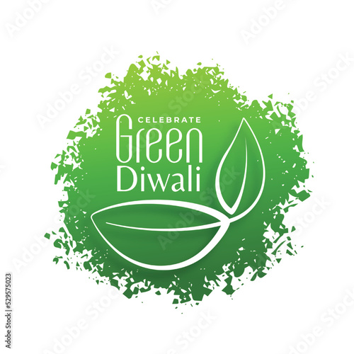 eco friendly green diwali festival background in grungy style vector illustration