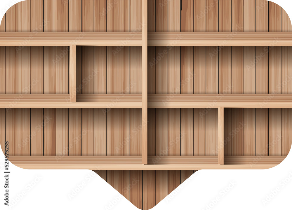 Wood shelf of speech bubble creative design