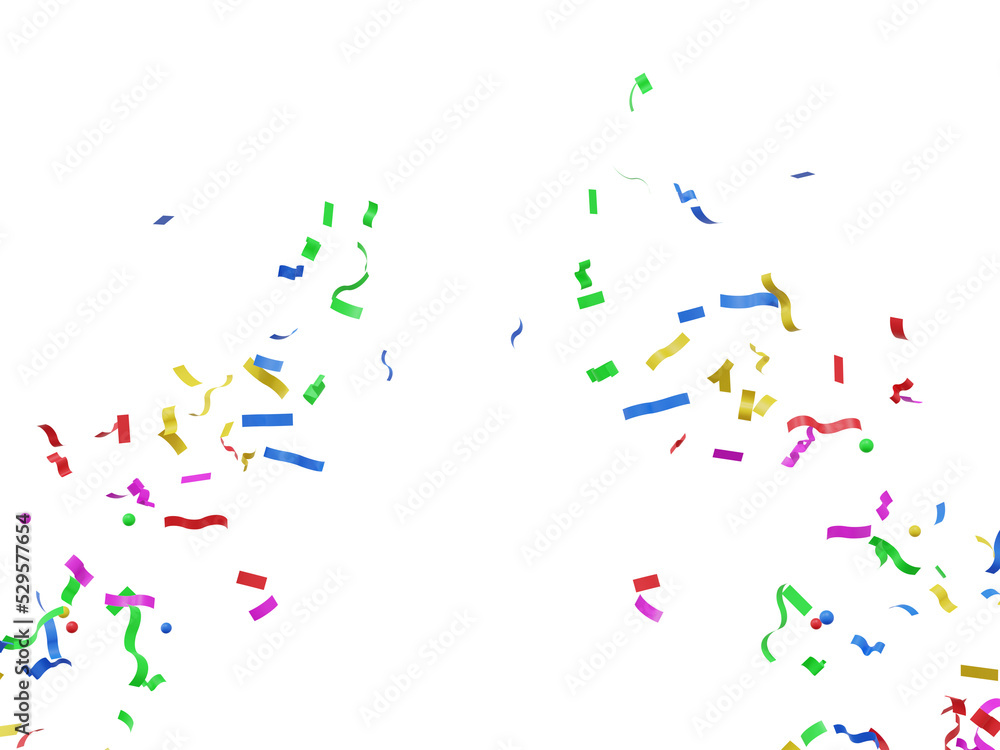 3D rendered colorful confetti with fun color