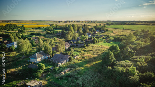 aerial photography of a dying village photo