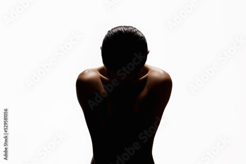 Nude Woman silhouette. Beautiful Naked Body Girl photo