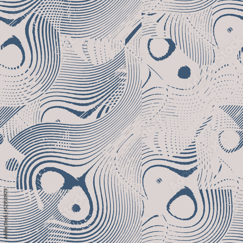 Modern trendy mid century abstract shapes monochrome seamless pattern. Geometric textured repeat pattern. Scandinavian abstraction. Nordic neutral print vector illustration for tile, rug, fashionable.