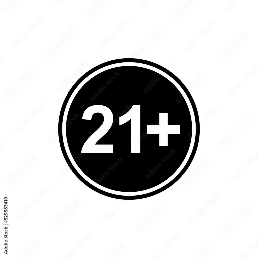 Sign of Adult Only Icon Symbol for Eighteen Plus (18+) and Twenty One Plus (21+) Age. Vector Illustration Sign of Adult Only Icon Symbol for Eighteen Plus (18+) and Twenty One Plus (21+) Age. Vector Illustration