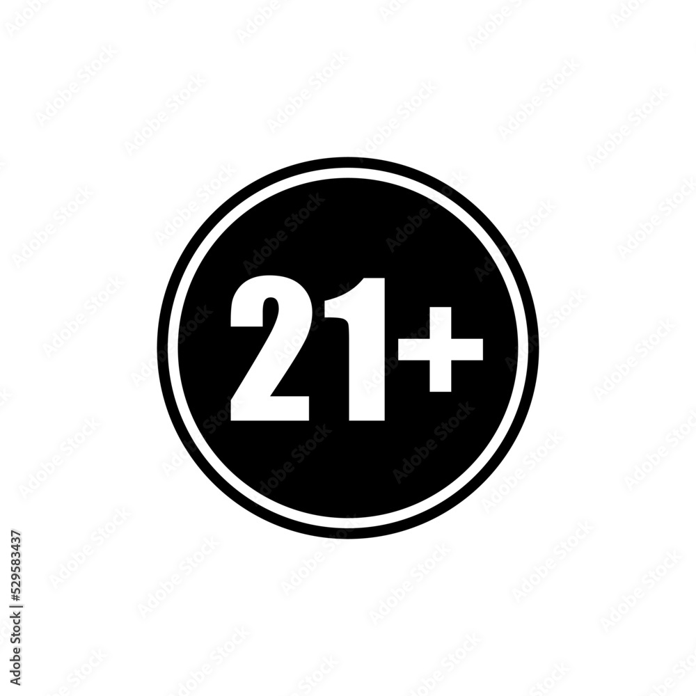 Sign of Adult Only Icon Symbol for Eighteen Plus (18+) and Twenty One Plus (21+) Age. Vector Illustration Sign of Adult Only Icon Symbol for Eighteen Plus (18+) and Twenty One Plus (21+) Age. Vector Illustration