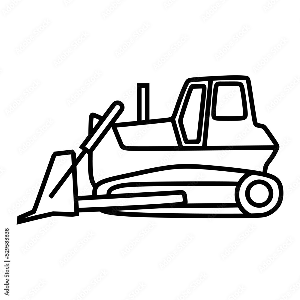 Naklejka premium line art chain wheel dozer icon, heavy equipment