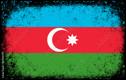 old dirty grunge vintage azerbaijan national flag illustration