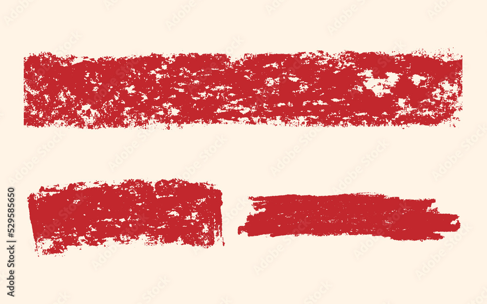 Set of red vector wax crayon strokes bars isolated on white background, Vector hand painting brush chalk texture design elements Set of red vector wax crayon strokes bars isolated on white background, Vector hand painting brush chalk texture design elements