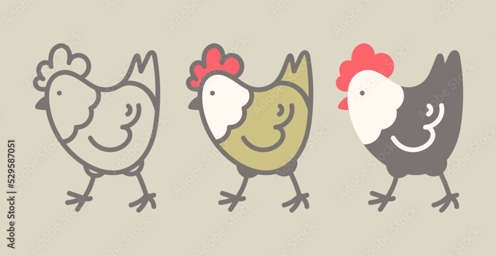 Flat farm bird, chicken. Symbol, logo. Creative vector graphic illustration. Flat farm bird, chicken. Symbol, logo. Creative vector graphic illustration.