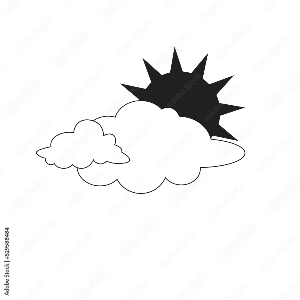 Weather sun and cloud illustration with flat design Weather sun and cloud illustration with flat design