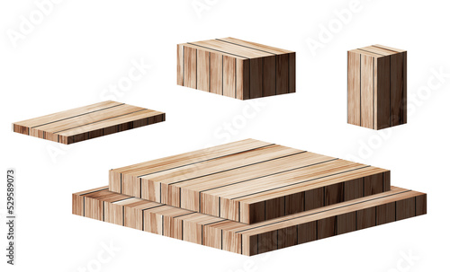 Wood Podium product display and platforms presentation mock up show cosmetic  stage pedestal design isolated white background