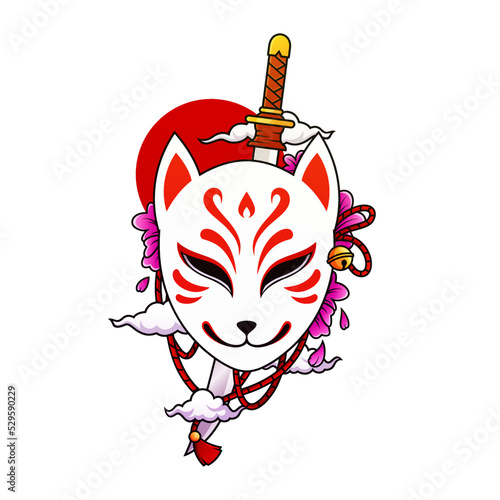 Japanese kitsune fox mask vector