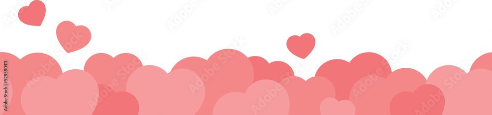 Cute pink heart bottom border seamless pattern. Perfect for Valentine's day.	