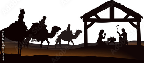 Obraz na płótnie Traditional Christian Christmas Nativity Scene of baby Jesus in the manger with