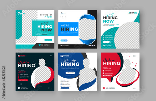 Bundling poster for we are hiring job vacancy social media post or square web banner template design 