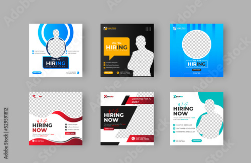 Bundling poster for we are hiring job vacancy social media post or square web banner template design 