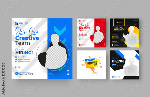 Bundling poster for we are hiring job vacancy social media post or square web banner template design 