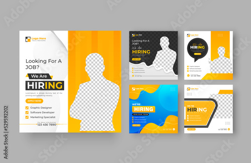 Bundling poster for we are hiring job vacancy social media post or square web banner template design 
