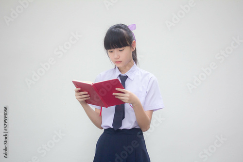 asia thai Junior high school student uniform beautiful girl read a book