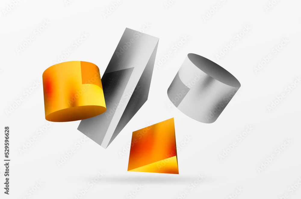 Vector 3d abstract background. Shapes 3d triangle and cylinder. Trendy techno business template for wallpaper, banner, background or landing Vector 3d abstract background. Shapes 3d triangle and cylinder. Trendy techno business template for wallpaper, banner, background or landing