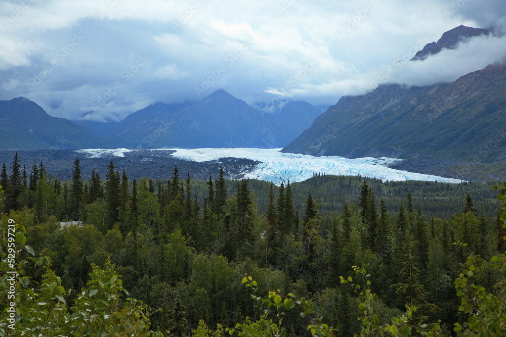 View of Matanuska Glacier at Glenn Highway between Glennallen and Palmer in Alaska, United States,North America
