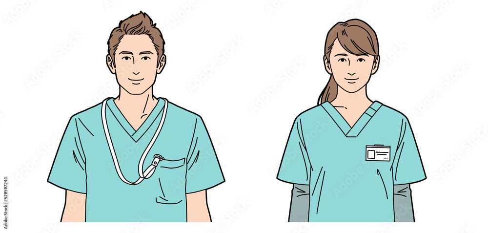 人物イラスト 看護師 男女 正面 人物イラスト 看護師 男女 正面