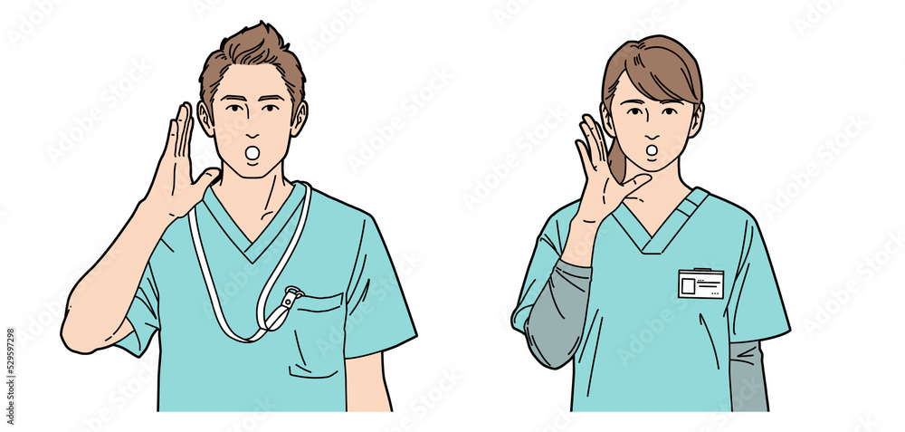 人物イラスト 看護師 男女 正面 人物イラスト 看護師 男女 正面