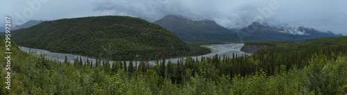 View of Matanuska River at Glenn Highway between Glennallen and Palmer in Alaska, United States,North America  © kstipek