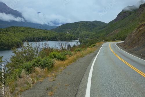 View of Long Lake at Glenn Highway between Glennallen and Palmer in Alaska, United States,North America 