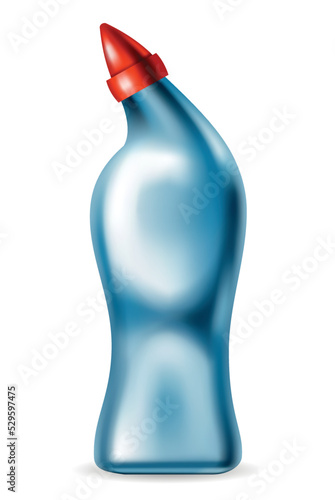 Liquid cleaning detergent for clogged pipe drain. Cleanser bottle. Plumbing clog repair. Sanitary cleaner for drain pipe clogged with mud