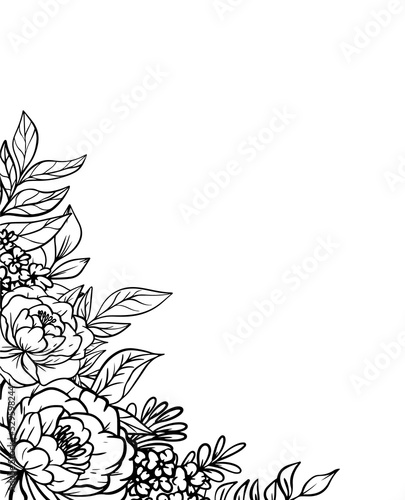 outline flower border frame decoration