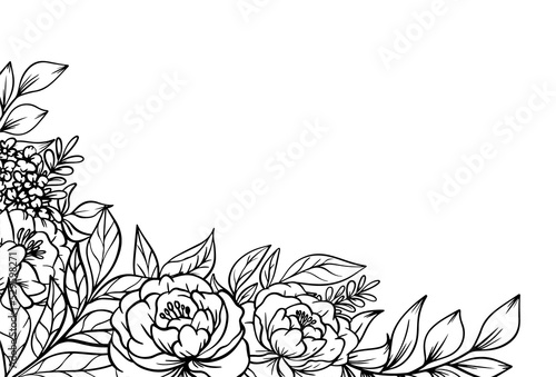 outline flower border frame decoration