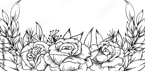 outline flower border frame decoration