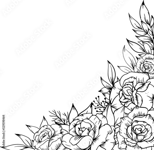 outline flower border frame decoration