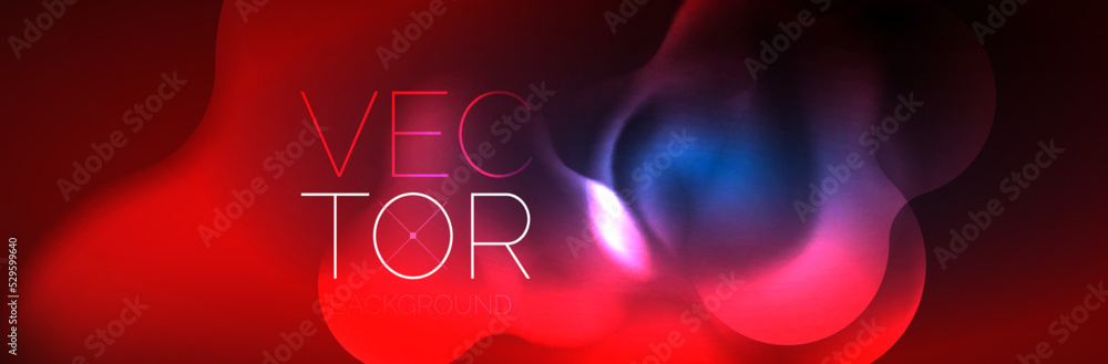 Glowing neon lights abstract shapes composition. Magic energy concept. Template for wallpaper, banner, background or landing