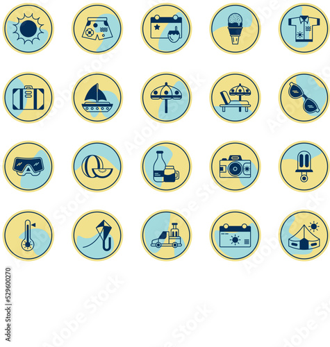 summer vacation icon set