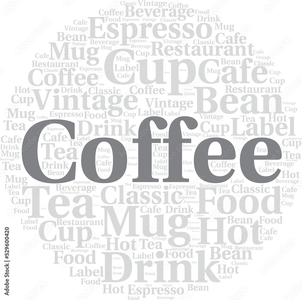 Coffee Word cloud art Detailed Vector