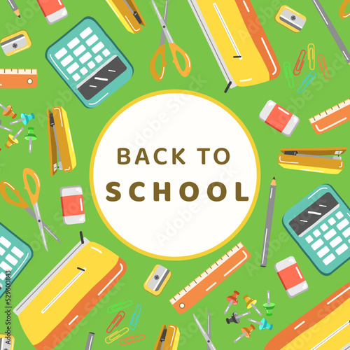 Back to school illustration pattern background with school supplies