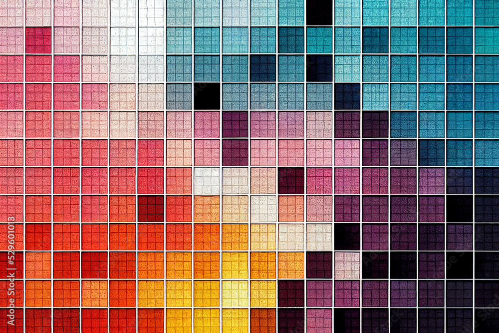 Fototapeta premium Tiny squares different color pattern background. Colorful hd wallpaper