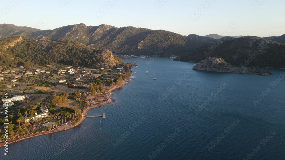Aerial bird's eye view of seacoast