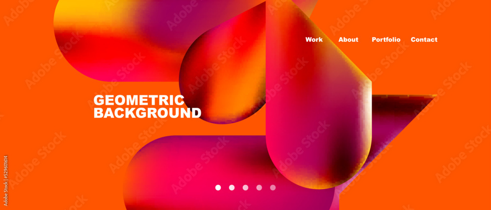 Landing page background template. Colorful plastic round shapes abstract composition. Vector illustration for wallpaper, banner, background Landing page background template. Colorful plastic round shapes abstract composition. Vector illustration for wallpaper, banner, background