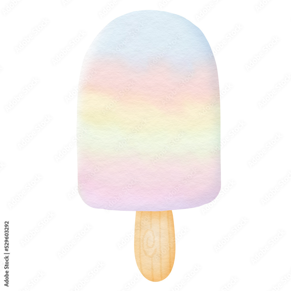 Rainbow ice cream watercolor illustration isolated on white Rainbow ice cream watercolor illustration isolated on white