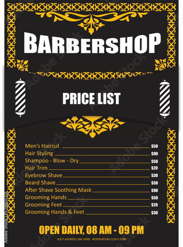 Design Barbershop menu a simple, elegant and luxury