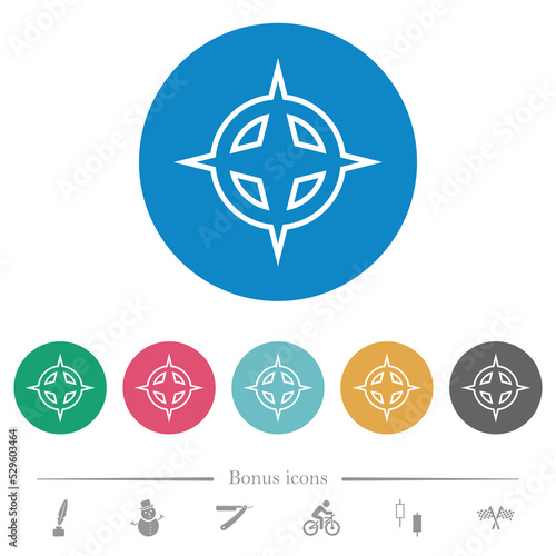 Map directions outline flat round icons